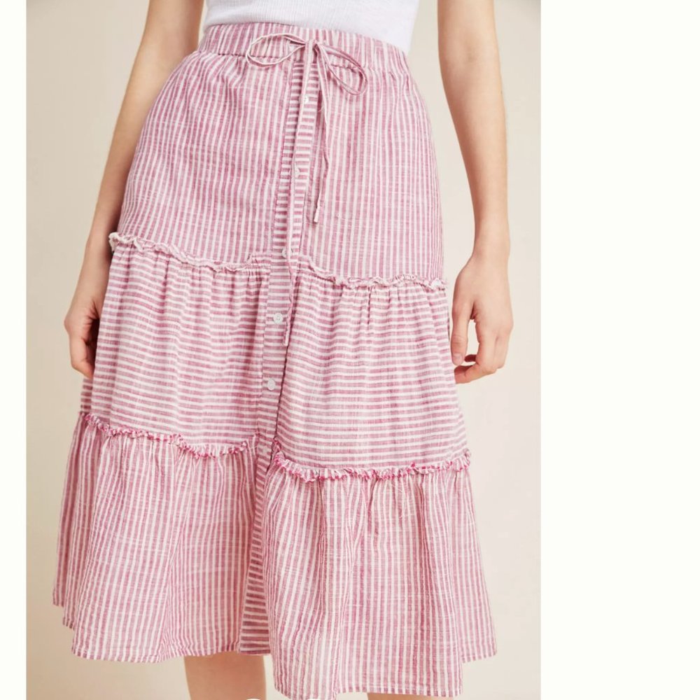 anthropologie sundry pull-on tiered midi skirt